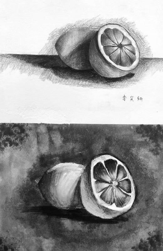 檸檬對比：黑白習作